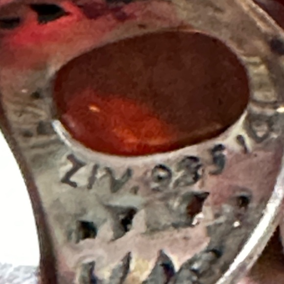 ZIV Amber Ring Sterling silver filigree cabochon Bezel set oval signed 6 5505 YA - Picture 7 of 15